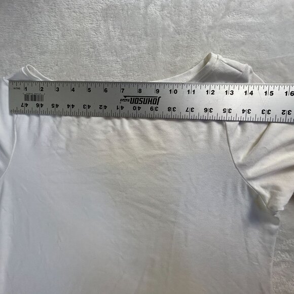 Eileen Fisher Womens White Boat Neck Long-Sleeve Top Size Medium Stretch Casual - Picture 5 of 7